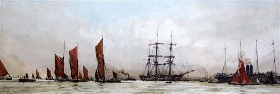 Charles Edward Dixon (1872-1934) Down the River, 10 x 30in.